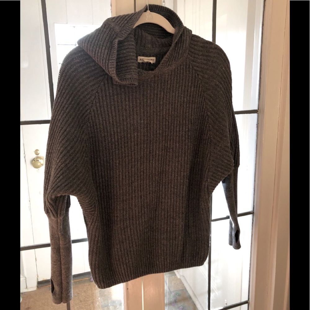 Artisan NY Gray Hooded Sweatshirt S w/ Thumb Holes